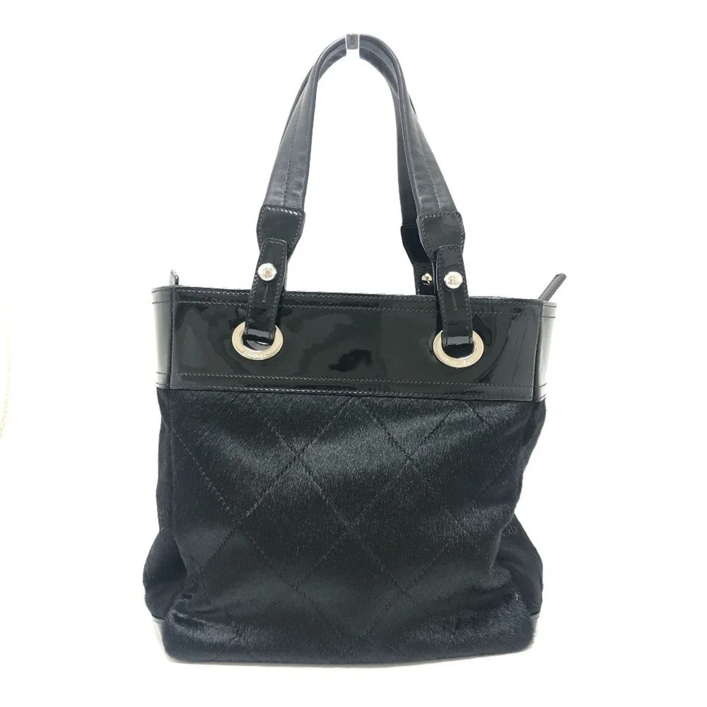 CHANEL Black Leather Logo Tote Bag